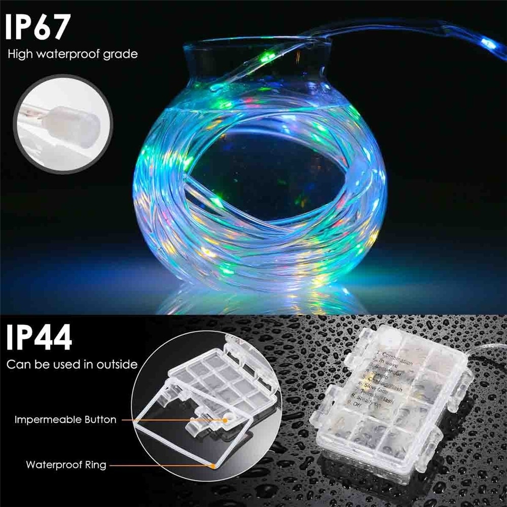 Afstandsbediening en timer batterij touwverlichting 5m 10m waterdichte led touwbuis lichtslingers voor binnen en buiten kerst bruiloft tuin
