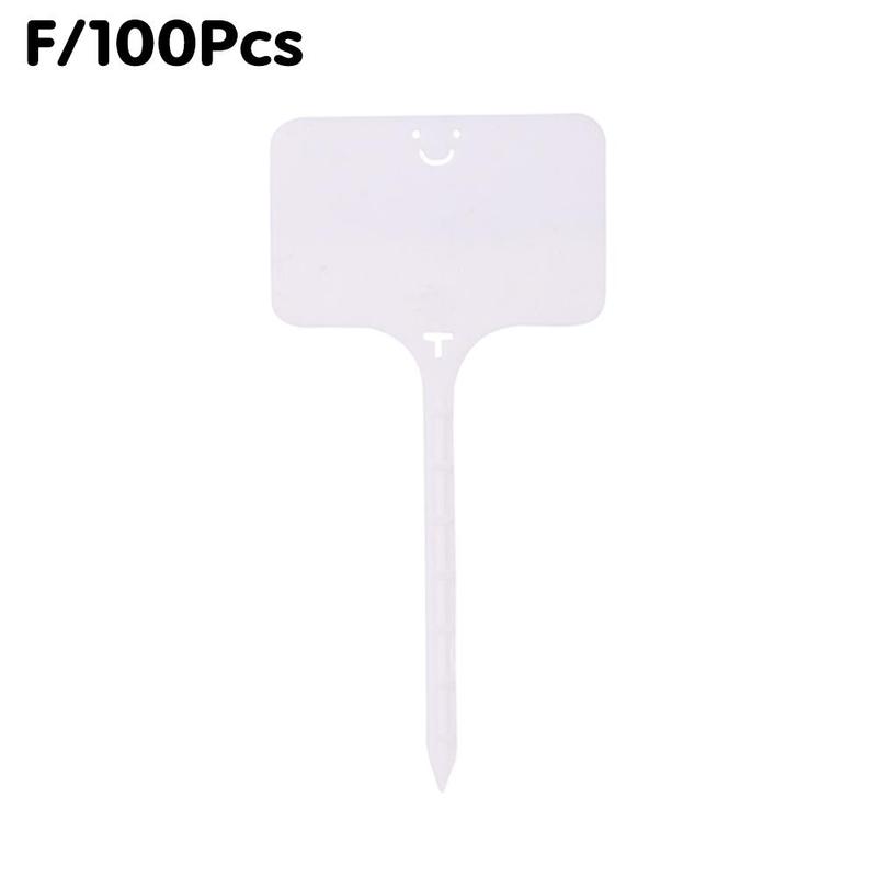 100PCS Garden Plastic Plant Labels T-Type Tags Waterproof Re-Usable Markers Record Plate Flower Vegetables Potted Sign Stakes: F