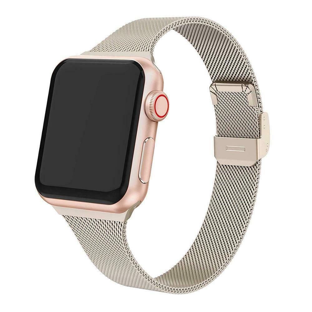 Dunne Vouwsluiting Milanese Bands Voor Apple Horloge Serie 6 5 4 3 2 Se Rvs Horlogebanden Voor Iwatch 38 40 42 44Mm Strap