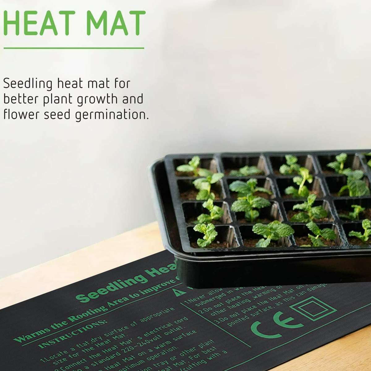 Plant Heating Mat 24x52cm Waterproof Plant Plant Germination Propagation Clone Starter Pad 220V Garden Supplies 1 Pcs