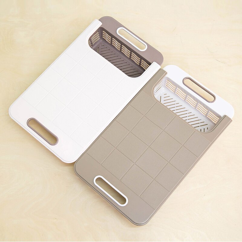 Adjustable Kitchen Plastic Chopping Block Multifunctional Drawer Storage Chopping Block Double Layer Antibacterial Cutting Board