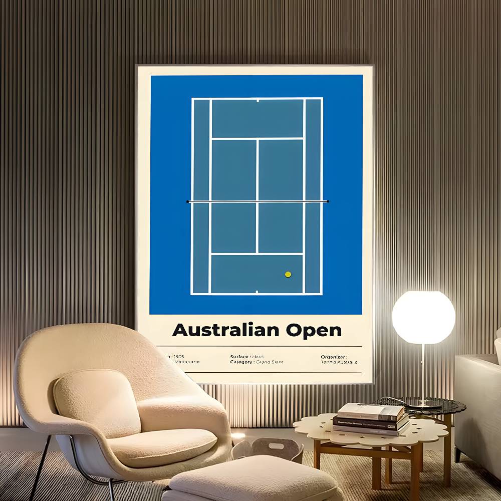 Plakaty Tenisowe zatrzasnąć seria wielki Tenis HD Samoprzylepne Wodoodporne Dekoracje Ścienne robić Salonu, Sypialni, Baru, Estetyczne: Xl / czarny