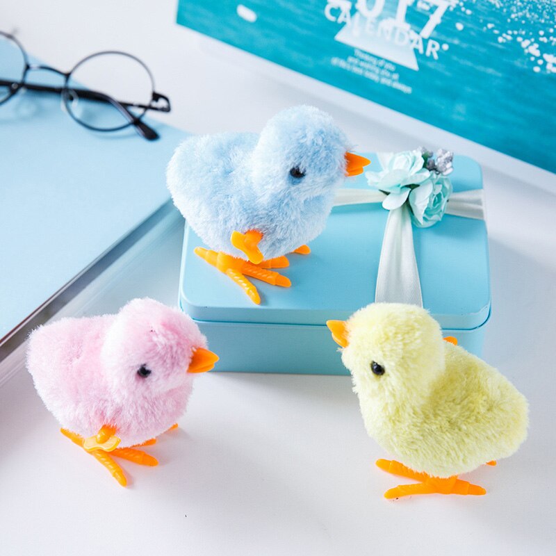 2 Pc Cute Plush Wind Up Chicken Kids Educational Toy Clockwork Jumping Walking Chicks Toys For Children Baby Boy Girl