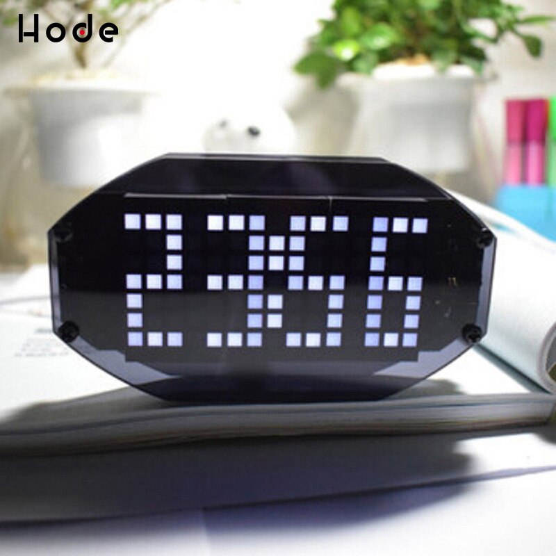 Digitalt led ur kit lysstyring temperatur dato klokkeslæt kompakt display med gennemsigtig kasse gør det selv: Hvid