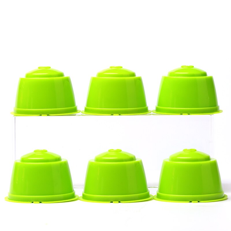 Capsules de café réutilisables pour Dolce Gusto, dosette pour nescafé, avec cuillère, brosse, accessoires de cuisine, 6 pièces: 6pcs-light green