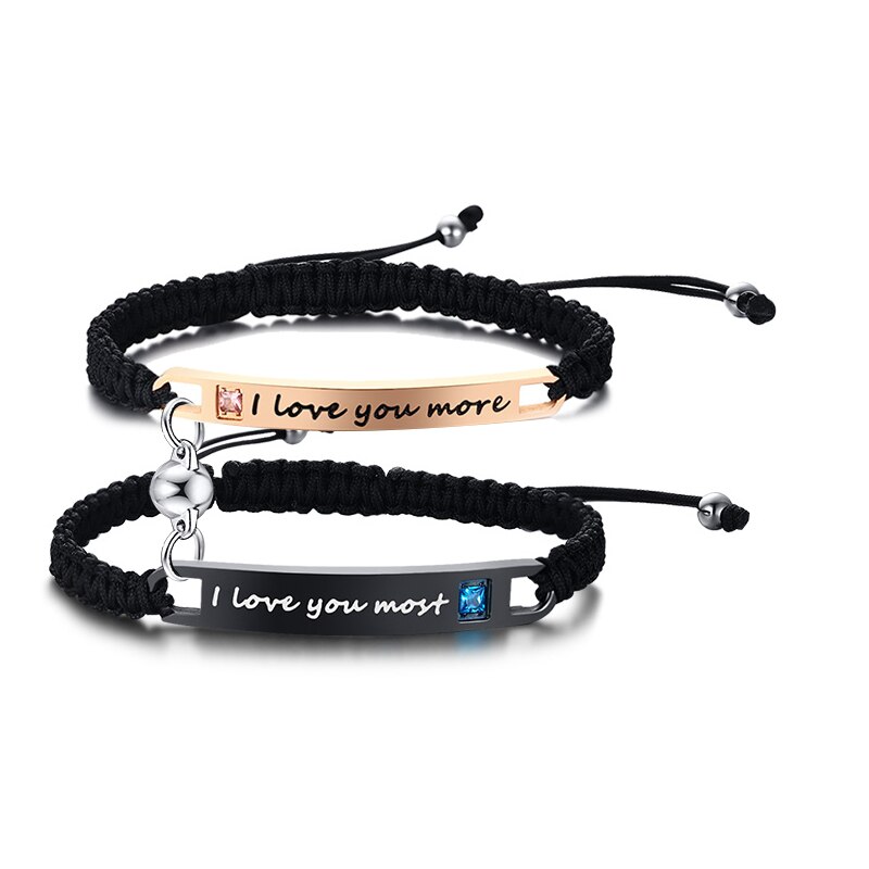 1 Paar Paar Sieraden Verstelbare Gevlochten Armband U-Lover Gevlochten Armband Voor Hem En Haar Beste Vrienden Armband Sets: style3