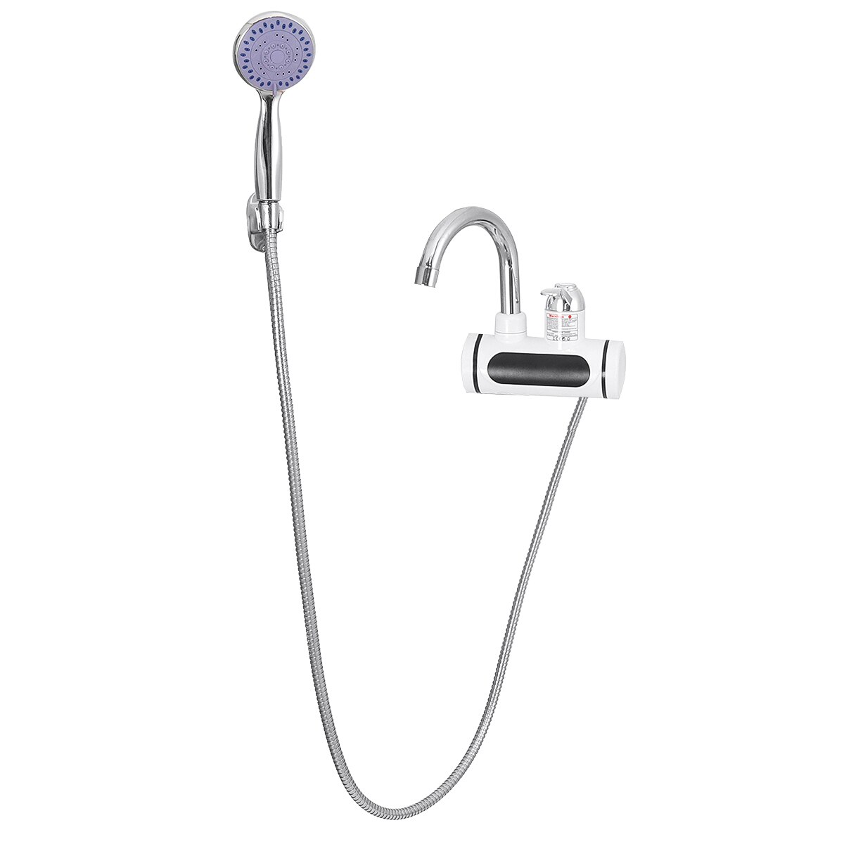 3000W 220V Instant Electric Faucet Tap Water Heater Stainless Steel Under Inflow LED Display Water Heater+Shower: packaged 2