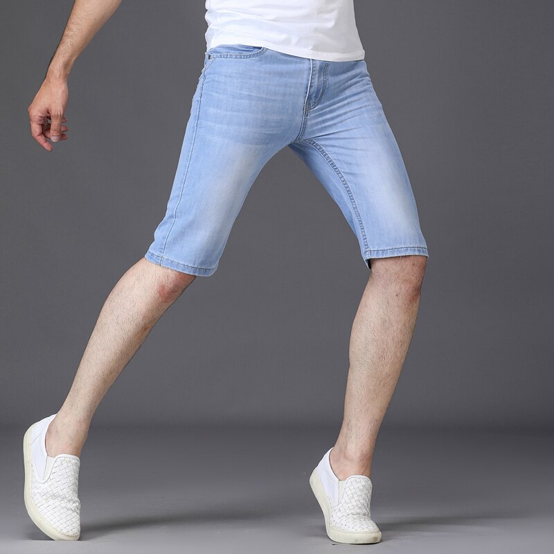 Sulee märke herr jeansshorts bra korta jeans herr bomull fast raka korta jeans man blå casual korta jeans