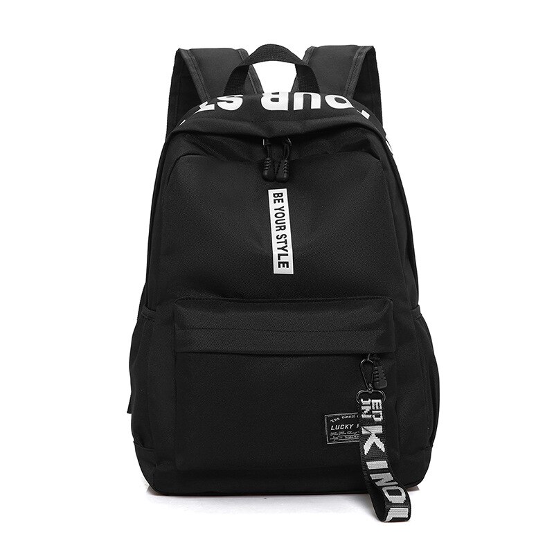 Sacs d'école tendance pour adolescentes et garçons, sac à dos en Nylon solide noir rose, grand cartable pour écoliers: Black