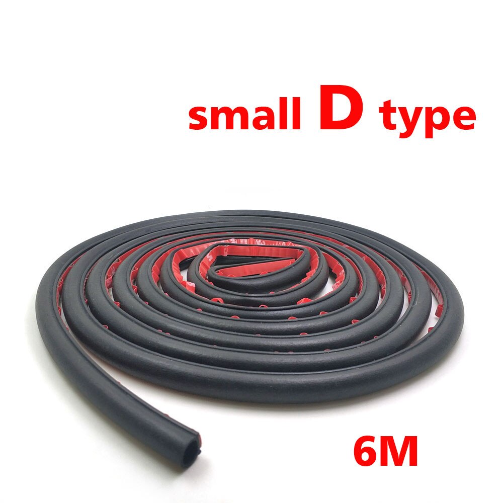 6 Meter/pcs Auto Deur Afdichting Strip P B D Z type auto geluidsisolatie afdichting rubber strip anti Noise Rubber tochtstrip: Black