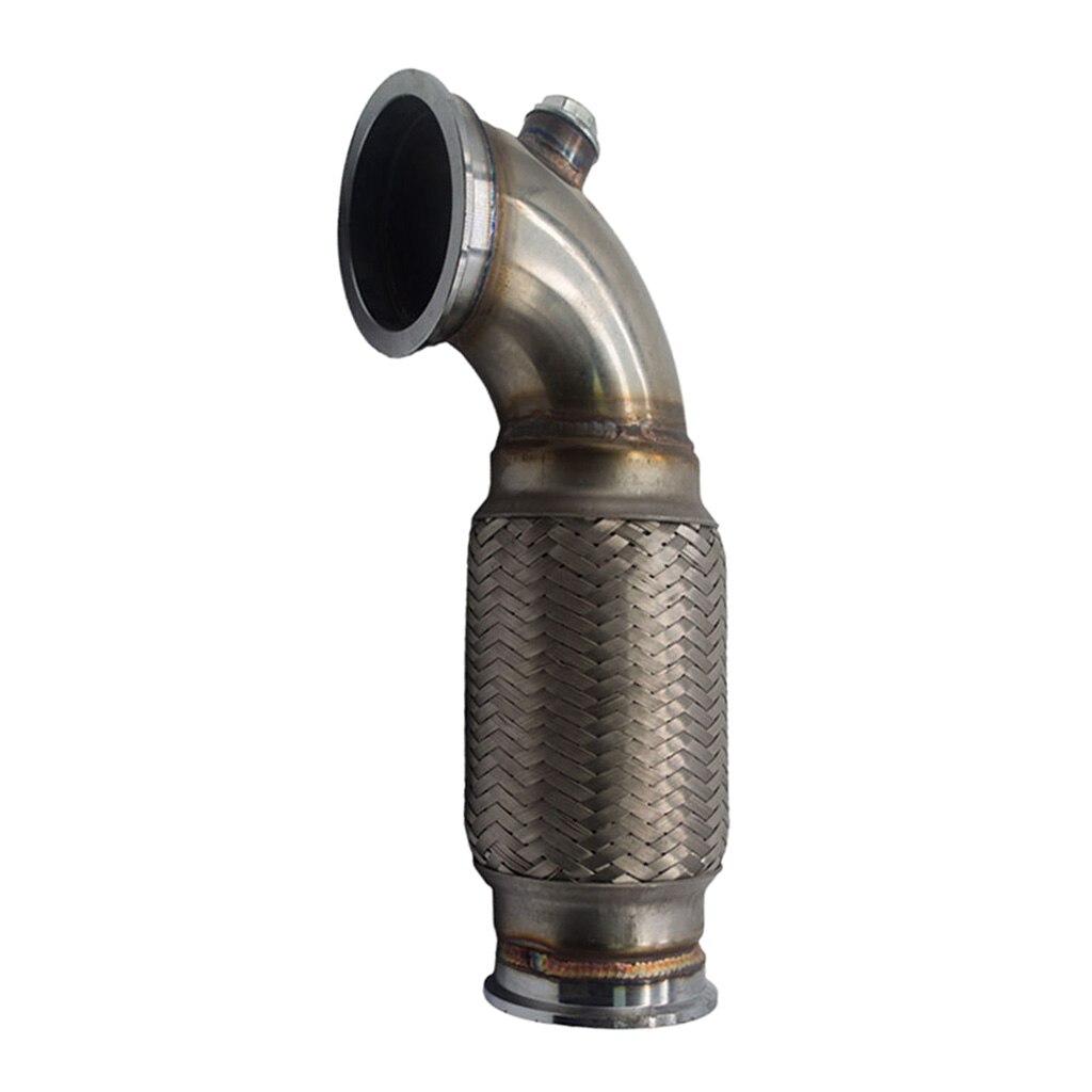 3" V-Band Flanged Downpipe Low Profile 90° W/ Flex Bellow Pipe Stainless Steel