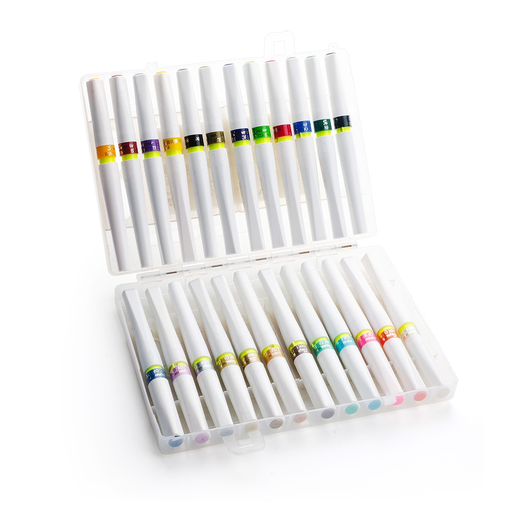 Superieure 12/24 Kleuren Knipoog van Stella Borstel Markers Glitter Borstel Sparkle Shine Markers Pen Set Voor Tekening Schrijven