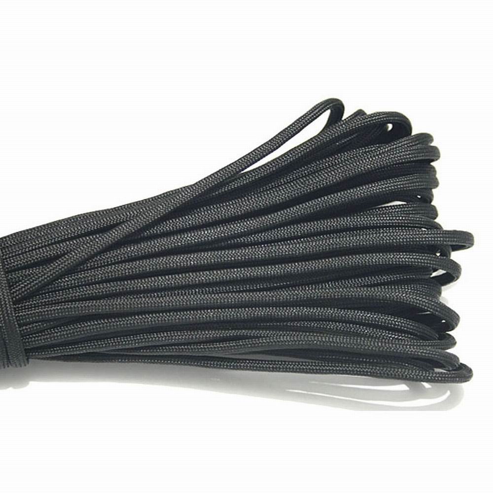 Cuerda de pesca Paracord 550, cuerda de paracaídas cuerda de 7 hebras 100FT 31m: black