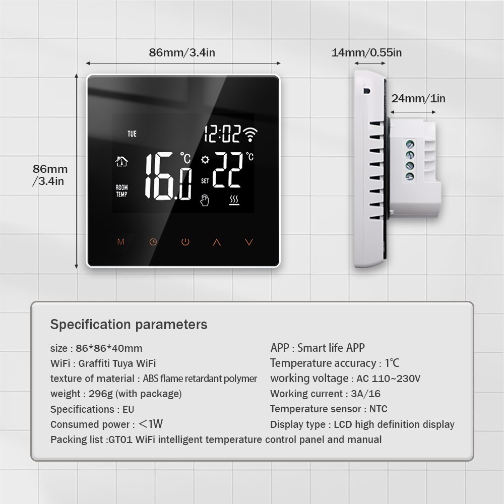 Tuya APP WiFi Smart Thermostat Electric Floor Heating Water Gas Boiler Temperature Voice Remote Controller for Google Home Alexa
