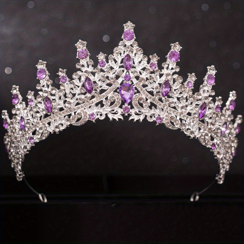 Barok Kristal Tiara 'S En Kronen Voor Vrouwen Bruid Strass Prom Diadeem Bruids Bruiloft Haaraccessoires Sieraden Kroon Tiara: Silver Plated