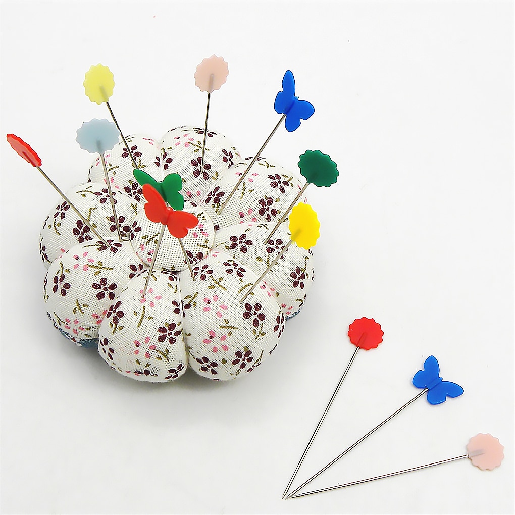 Alfileres de cabeza plana de plástico, agujas de coser de colores variados, DIY, 100 Uds.
