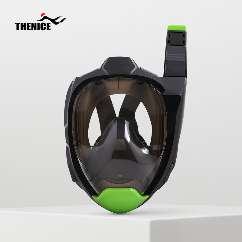 Nieuw duikmasker waterdicht anti-condens volledig droog volwassen duikbril snorkelmasker zwemuitrusting voor mannen en vrouwen: green / S/M