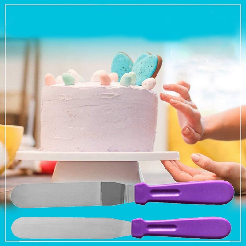Rotating Cake Stand with 2 Icing Spatula,Cake Decorating Tool Supplies with 3 Icing Smoother,Cake Spinner for Decorating