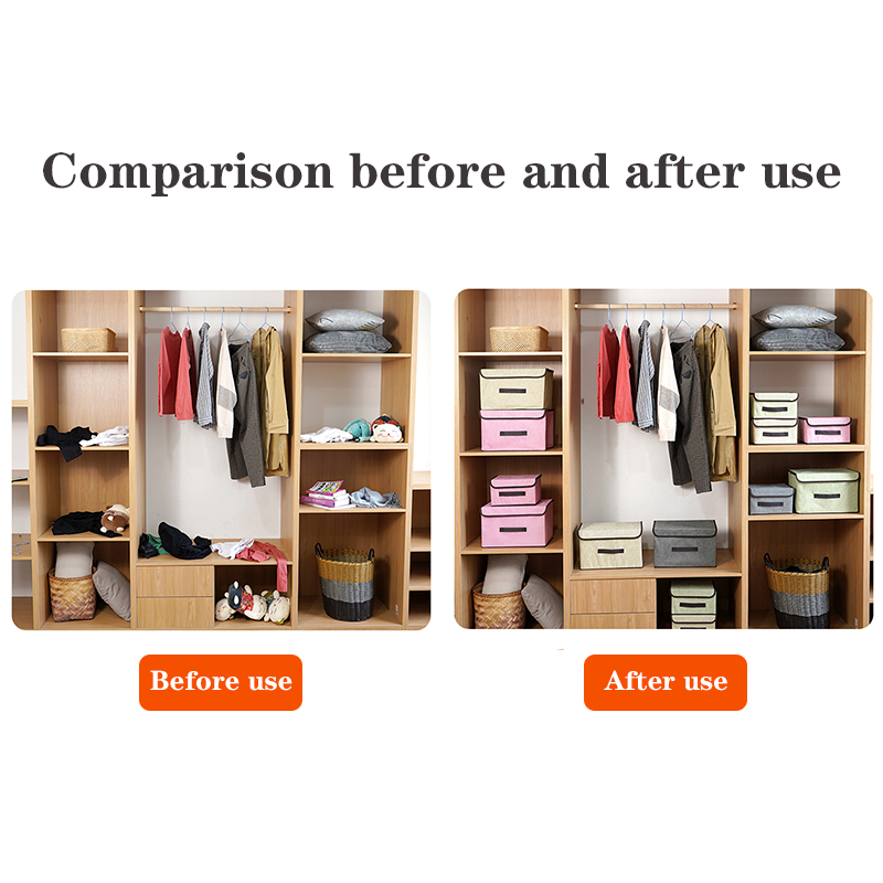 Non-woven suit large capacity storage box dustproof storage box Folding fabric imitation linen portable dustproof storage box