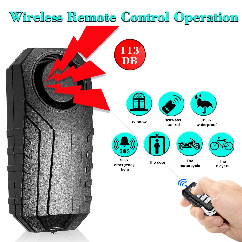 Door/ Window Vibration Alarm Intelligent Anti-theft Alarm Wireless Remote Control Alarm Sensor Waterproof Adjustable Sensitivity
