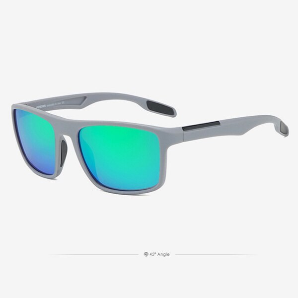 Kdeam firkantede polariserede solbriller mænd fiskeri udendørs solbriller fotokromiske linse solbriller super lette briller stel ce  h6: C8 grønt spejl