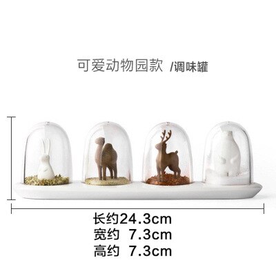 4PCS/SET Cute Seasoning Box Plant Animal Seasoning Bottles Kitchen Spice Storage Bottle Plastic Spice Jar Box: Animal
