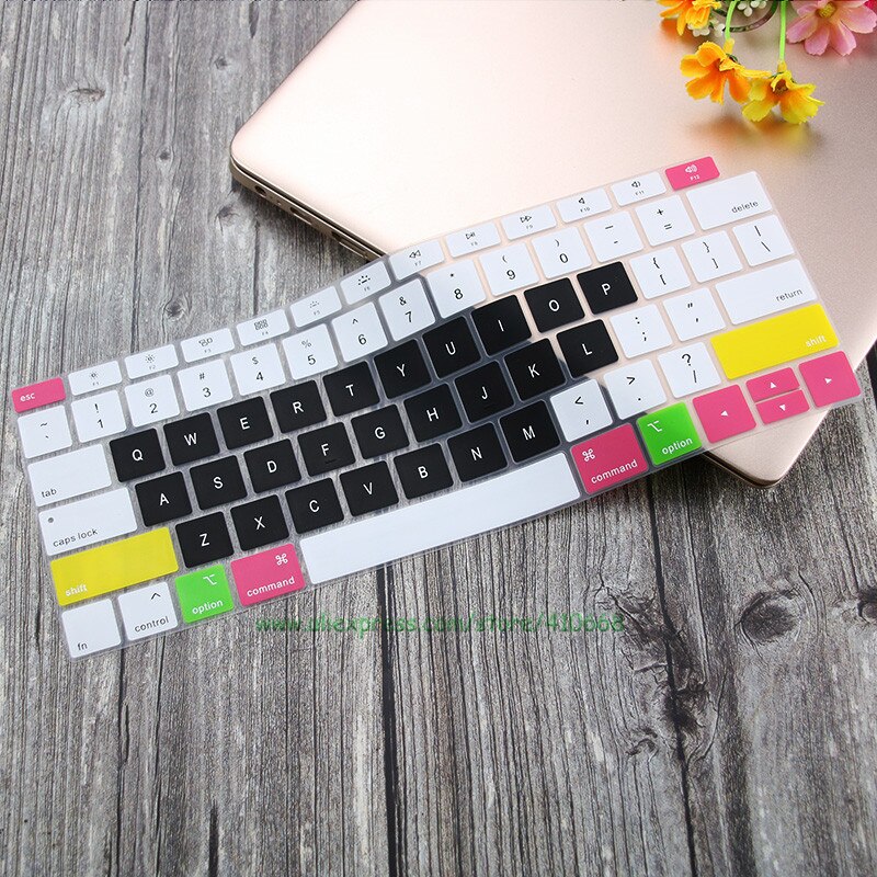 Silicone Waterproof Dust-Proof Keyboard Cover Protective Skin For MacBook Air 13 inch Release A1932 Touch ID US Layout: Candy black
