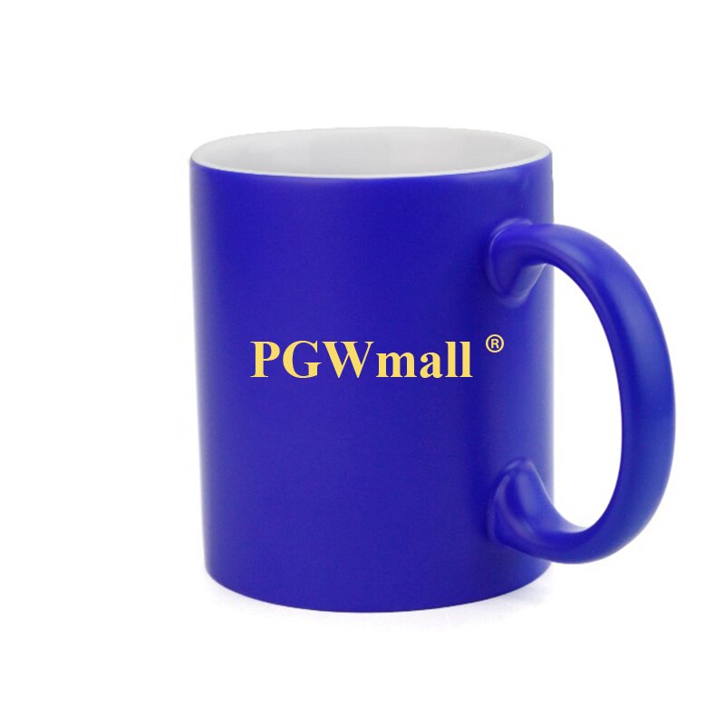 Color changing 11oz Ceramic Sublimation Photo Mugs Blank Cup DIY Mugs Heat Transfer: Blue
