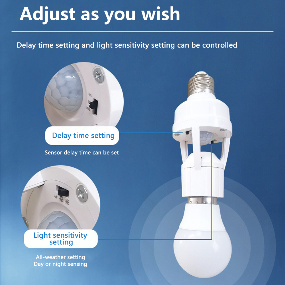 PIR Human Induction Motion Sensor LED Night Lamp Socket Base E27 Lamp Holder AC 100-240V Human Presence Sensor Light Head