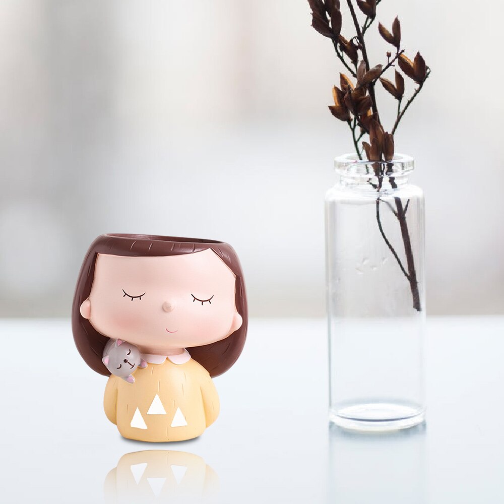 Leuke Meisje Vaas Bloempot Hars Creatieve Gedroogde Bloem Meisje Vaas Ornamenten Handwerk Bloempot Decoratie Home Decoratie