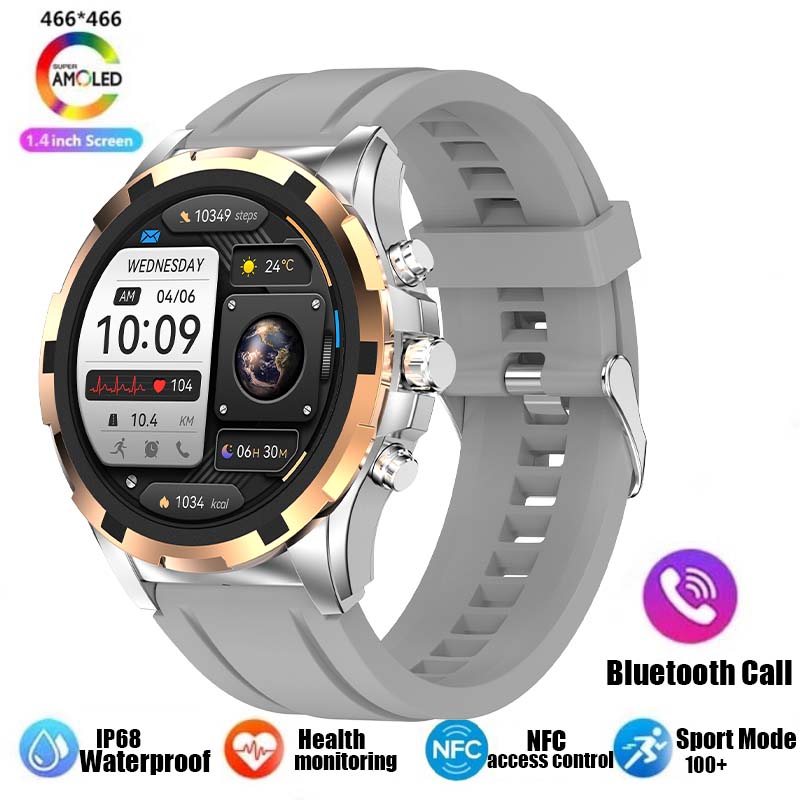 Huawei-Xiaomi Smartwatch pour homme, appel Bluetooth, 2024 "AMOLED, écran HD 1.43*466, étanche IP67, batterie, NDavid, , 466: Black