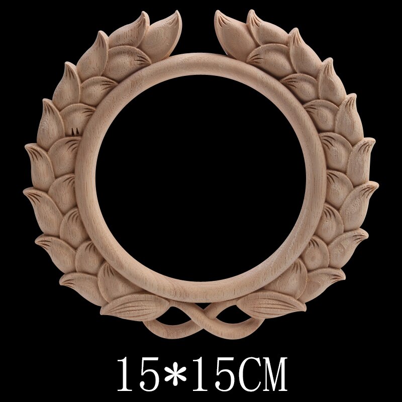 Wood Carving Round Decals Solid Wood Door Heart Flower European-style Household Decoration Cabinet Decoration Patches Wood Decal: B135-2