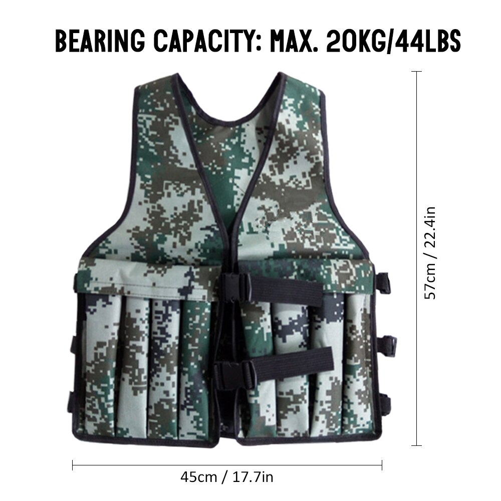 Gilet de Musculation à Poches Multiples Réglables Veste de Chargement Gilet Lesté pour la Course à Pied Exercice de Musculation