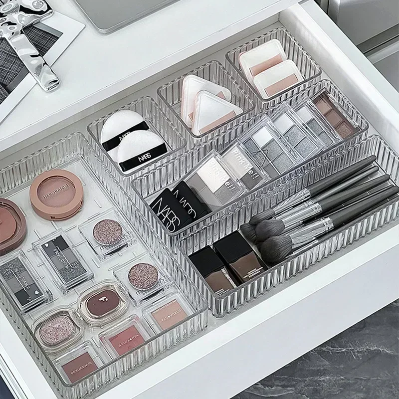 Onbeperkt Bureaulade Organisatoren Set Plastic Badkamer Opslag Make-up Organisator Helder Transparant Opbergdoos Bakken