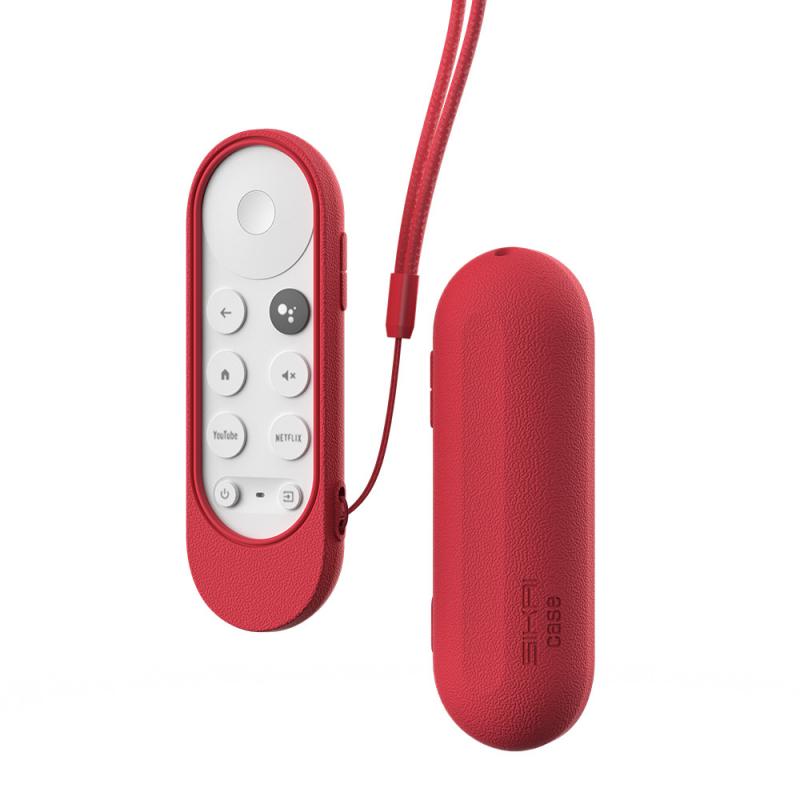 til chromecast stemme fjernkontroll med sløyfe silikon etui til chromecast til -google tv stemme fjernkontroll støtsikker beskyttelsesdeksel: Rød