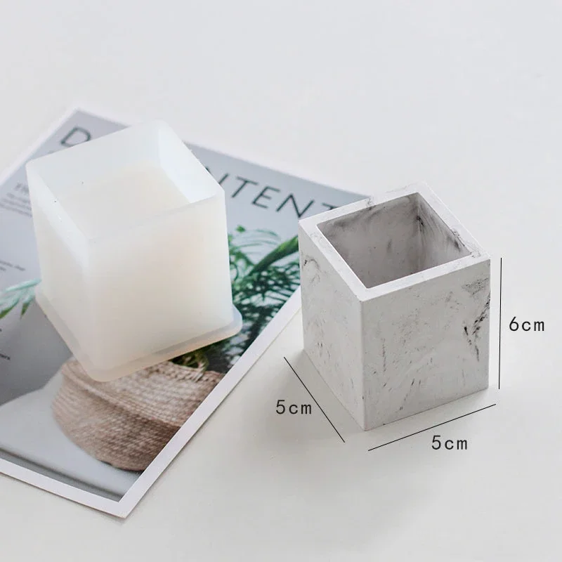 Caja de almacenamiento de portalápices, moldes de silicona para arcilla, florero, hormigón, cemento, Molde de resina, vela de aromaterapia, molde para taza: Verde militar