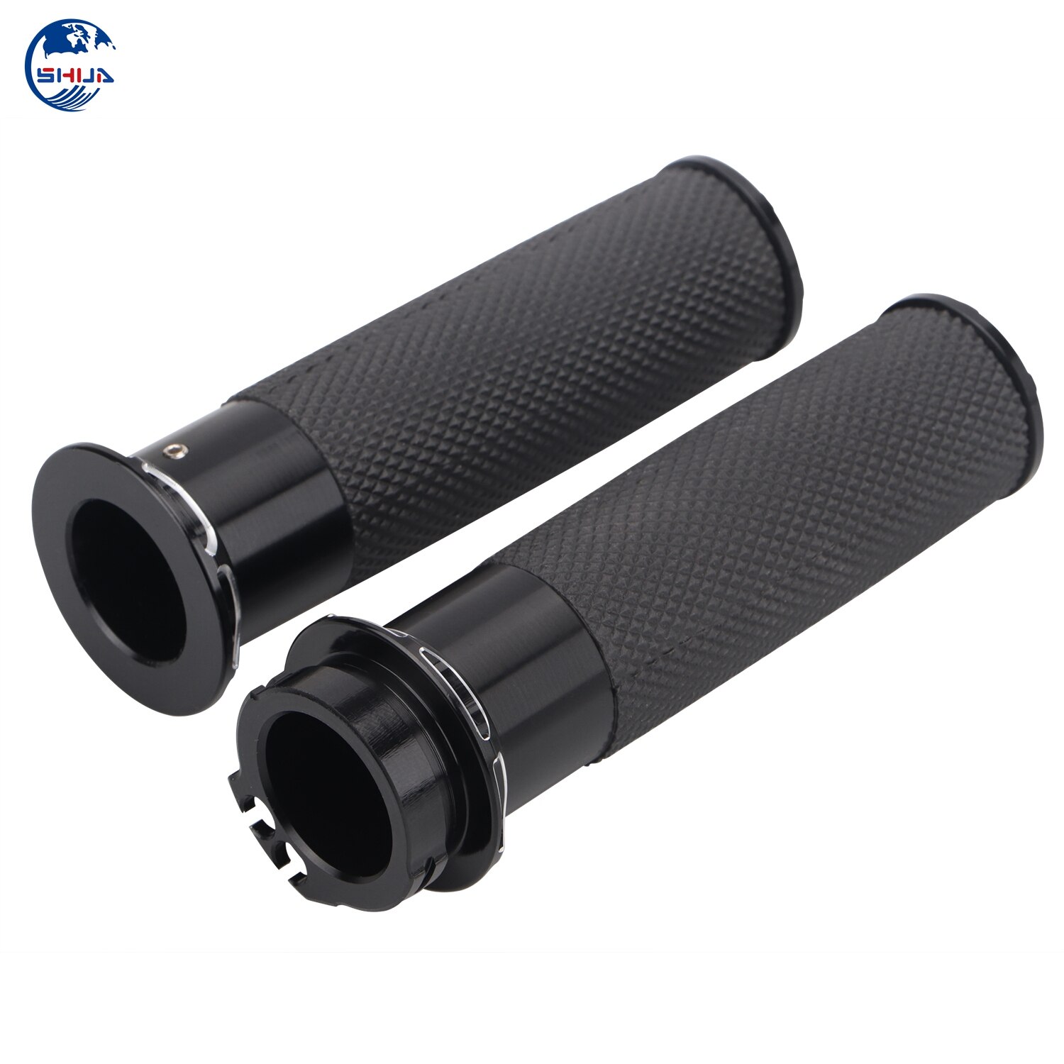 Billet Aluminium Rubber Zwart 1 "Stuur Hand Grips Voor Harley Touring Road King Dyna Fat Bob Softail Sportster Xl 1200