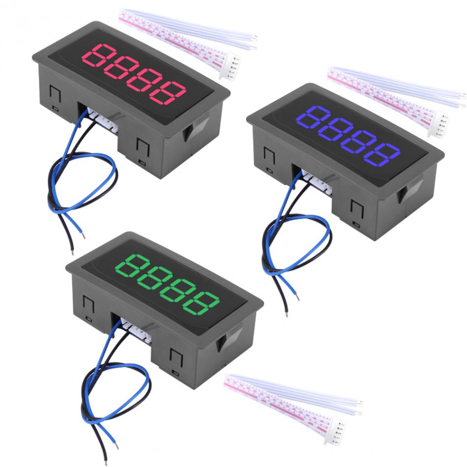 DC LED Digital Counter Display 4 Digit Tally Counter 0-9999 Up/Down Plus/Minus Panel Counter Meter with Cable