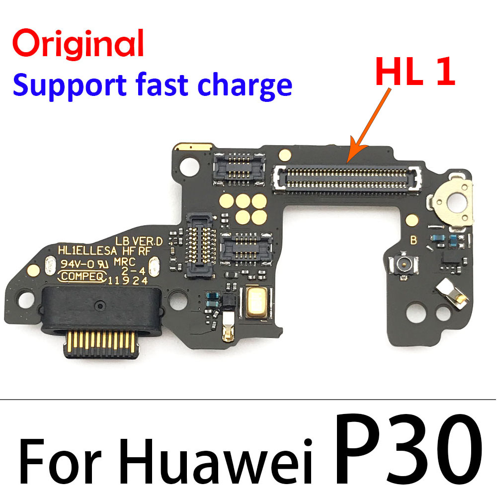 100% Origineel Voor Huawei P9 P10 P20 P30 Pro Lite Plus P20Pro P40 Lite E Usb Opladen Socket Port Dock lader Connector Board: P30 HL1 Original