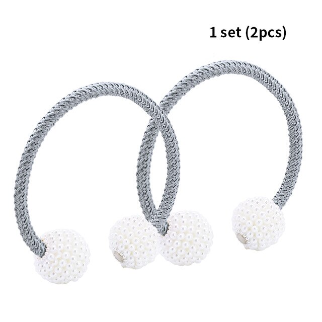 2 stuks prachtige parel gordijn ringen gespen magnetische sluiting gordijn Tieback mode gordijnen Clips Accesori: 2Pcs Silver