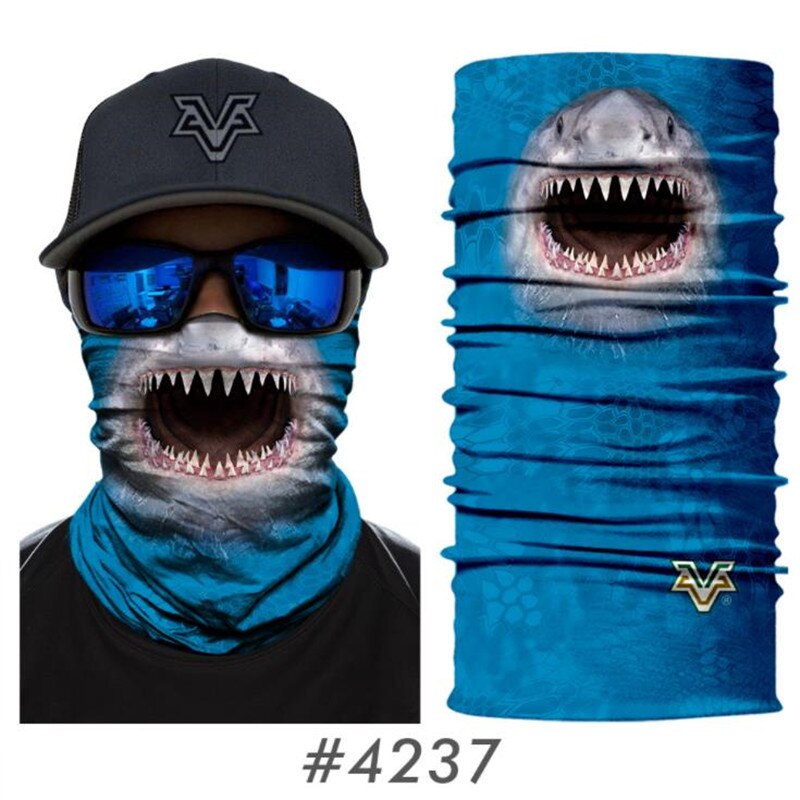 Uv-bescherming Sjaal Mannen Vrouwen Vissen Maskers Fietsen Skiën Bandana Neck Gaiter 3d Schedel Dier Wolf Gezicht Shield Sjaal Balaclava