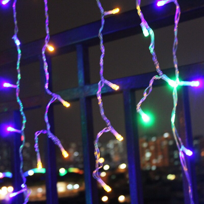 Waterproof Christmas Lights 5M Droop 0.4-0.6m Outdoor Icicle String Lights for Garden Mall Eaves Balcony Fence House Decoration: Multicolor / 220V EU Plug