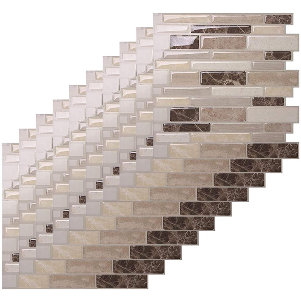 1/5/10PCS Wall Stickers Peel and Stick 3D Tile Sticker Self Adhesive Stick On Wall Tile for Kitchen Backsplash and Bathroom: 10PCS