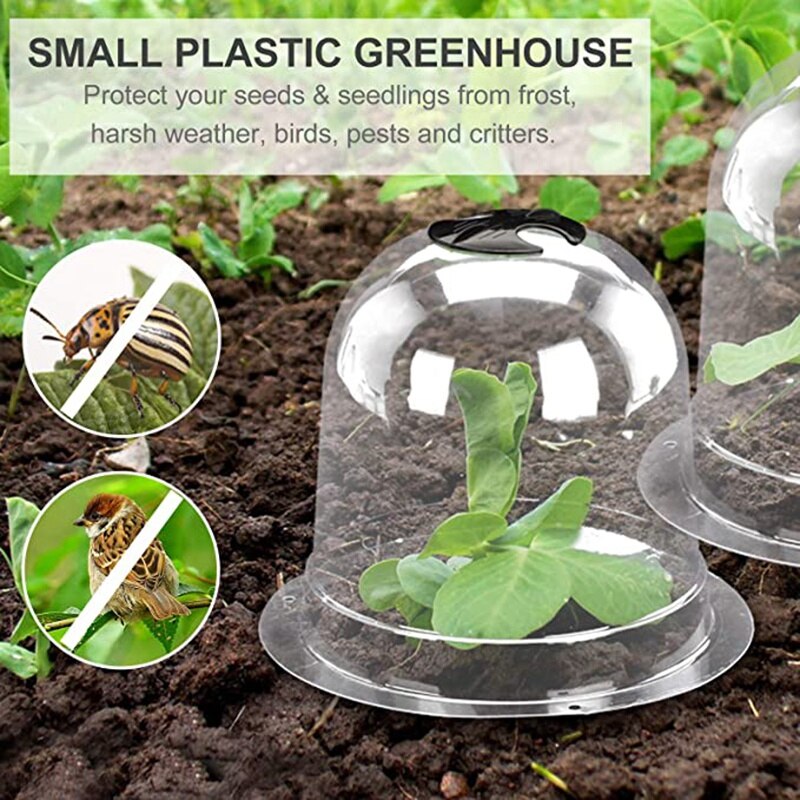 6 Packs Tuin Cloche Dome Plant Bell Protector Cover Met 18 Pcs Grond Beveiligen Pinnen Voor Vorst Freeze Plant Bescherming
