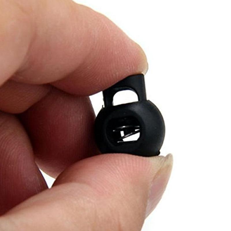Sewing Cord Locks Plastic Black Ball Cord Round Ends Clip Stop Toggle Lock E0I2