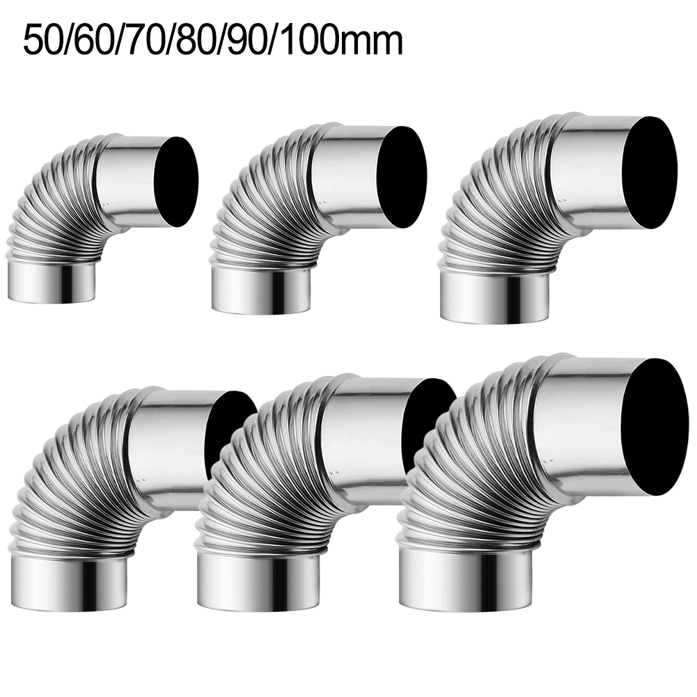 1 Uds. Tubo de codo de chimenea de 90 grados, revestimiento de chimenea curva de acero inoxidable, tubo de estufa múltiple, calentador de agua a Gas, salidas de tubo de escape