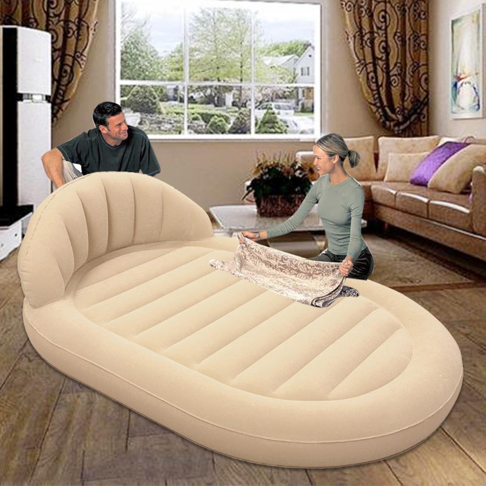 Air Bed Portable Durable PVC Inflatable Air Mattress Raised Pillow Cushion Rest For Indoor Outdoor Sleepover