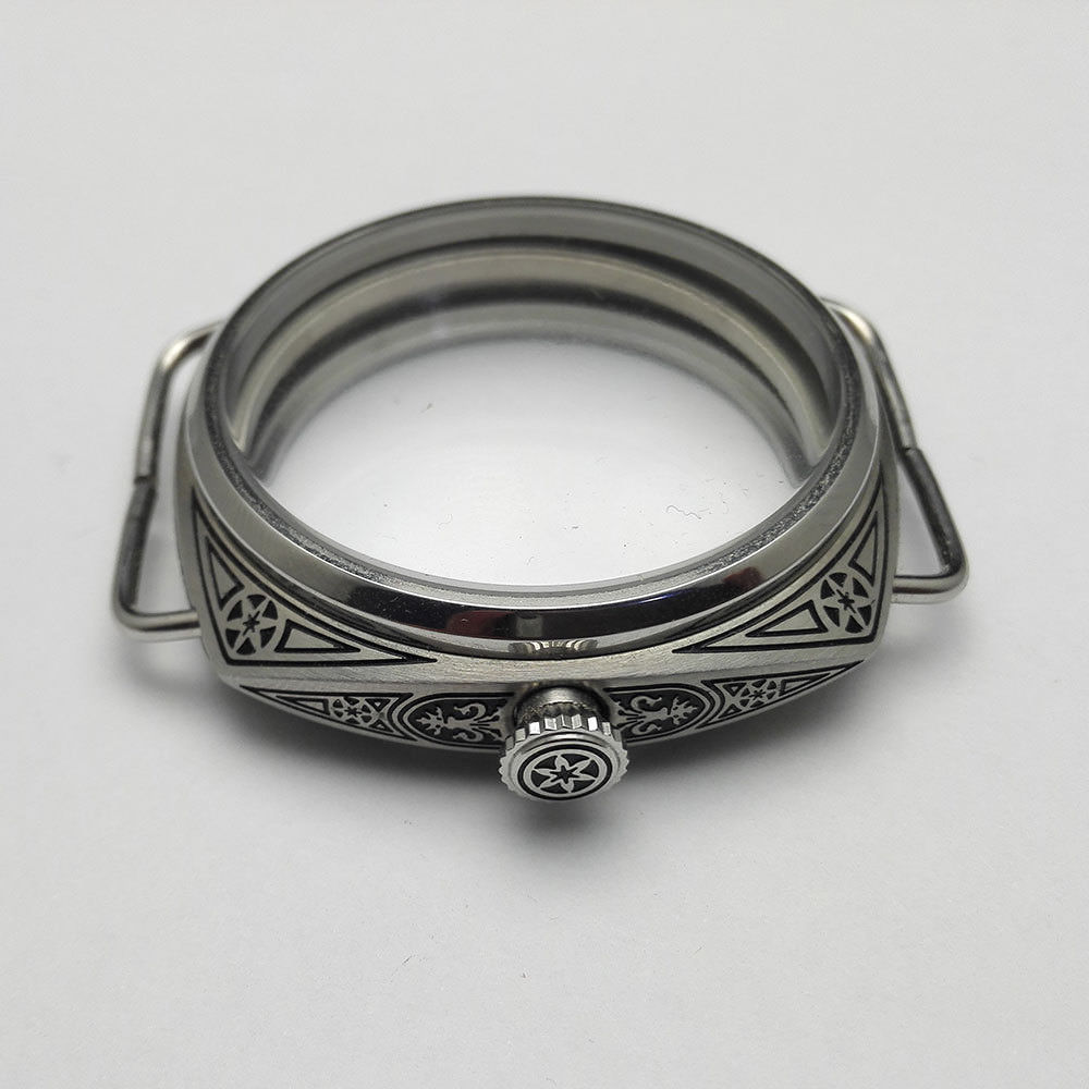 47Mm 316L Rvs Gesneden Hand-Kronkelende Gepolijst Horloge Case Voor Seagull ST36 Eta 6497/ 6498 Horloge beweging Reparatie Onderdelen