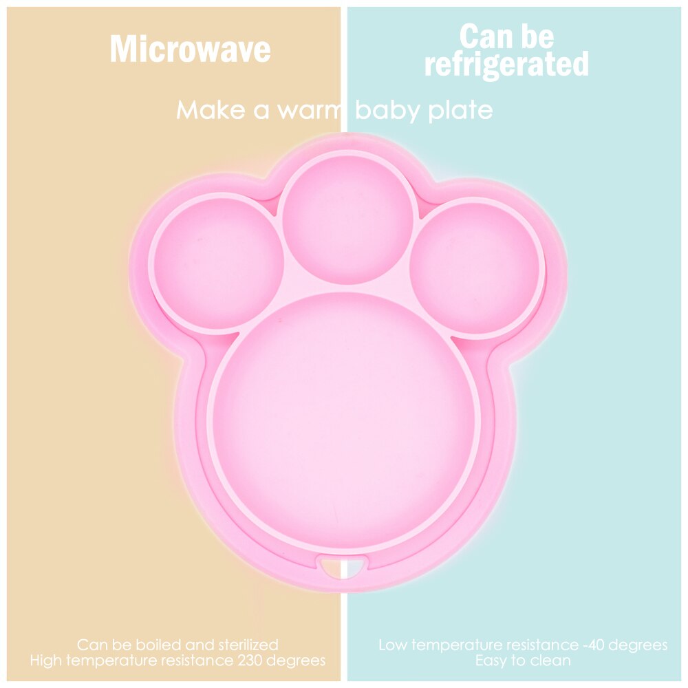 Baby Silicone Plate Feeding Dishes BPA Free Suction Toddle Training Tableware Cute Cartoon Bear Colorful Dishes For Kids