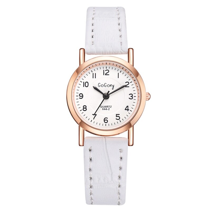 Reloj de cuarzo con esfera pequeña para mujer, cronógrafo de pulsera Retro de cuero, con escala de números simples, color marrón, femenino